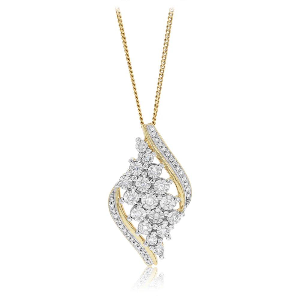 1/5 Carat Diamond Pendant in 9ct Yellow Gold