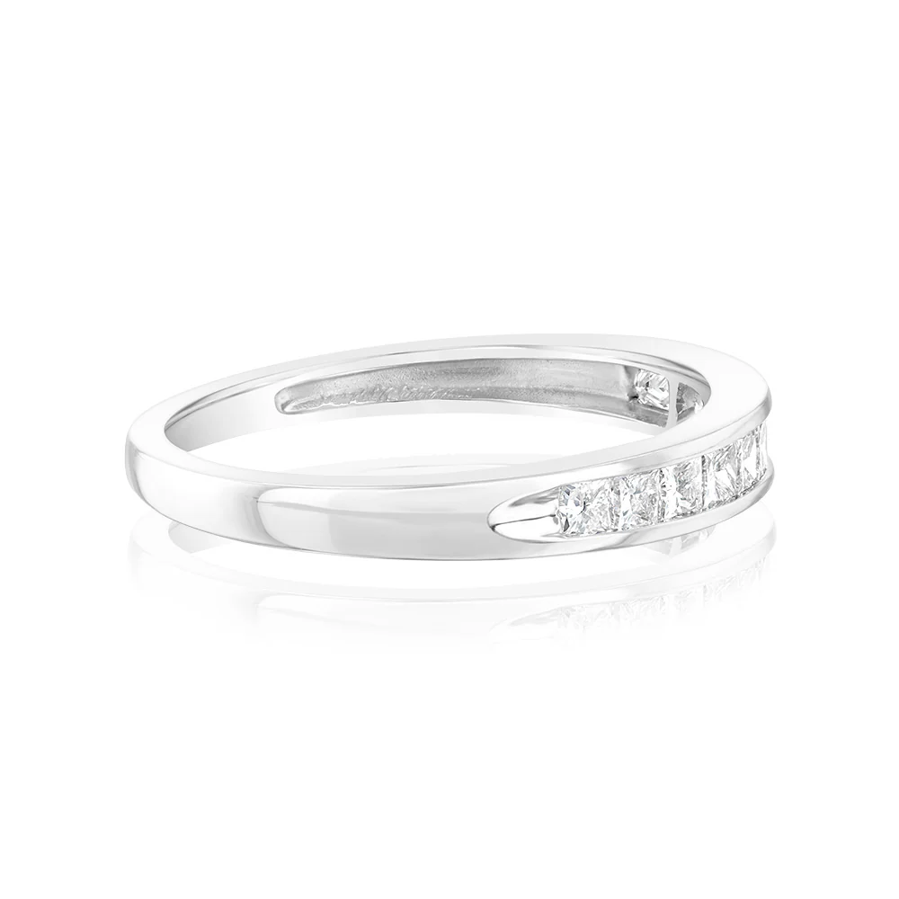 10ct White Gold 0.45 Carat Diamond Eternity Ring with Princess Cut Diamonds - Image 2