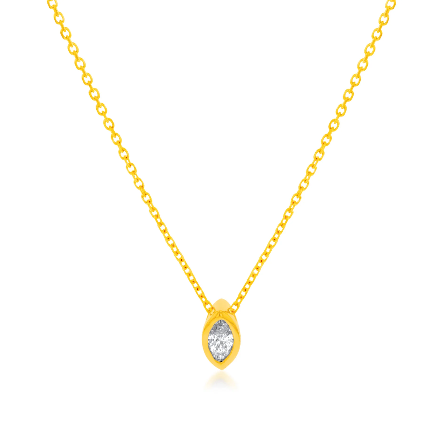 14ct Yellow Gold 1/10 Carat Diamond Pendant On 45cm Chain