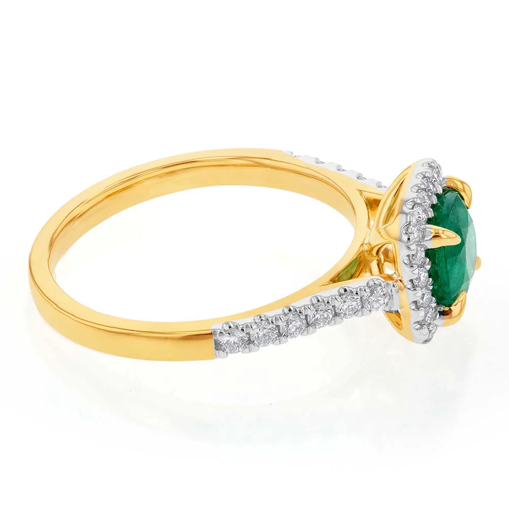 18ct Yellow Gold Natural Emerald and Diamond Ring - Image 2