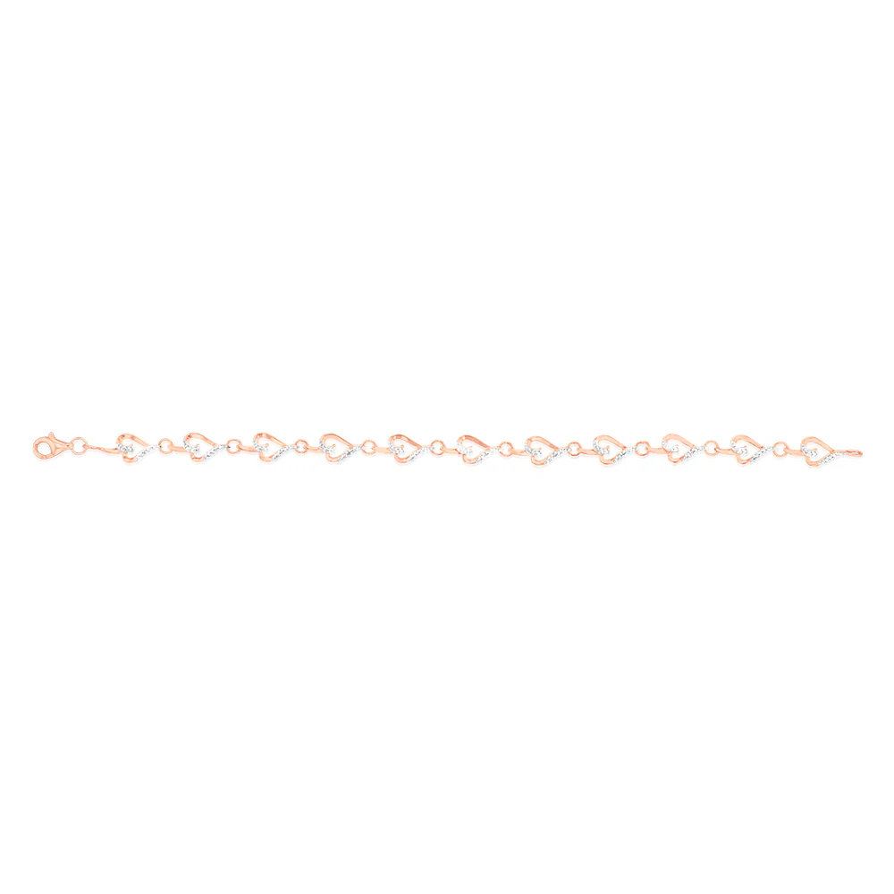 7 Diamonds Heart Bracelet in Rose Gold Plated Silver - Image 2