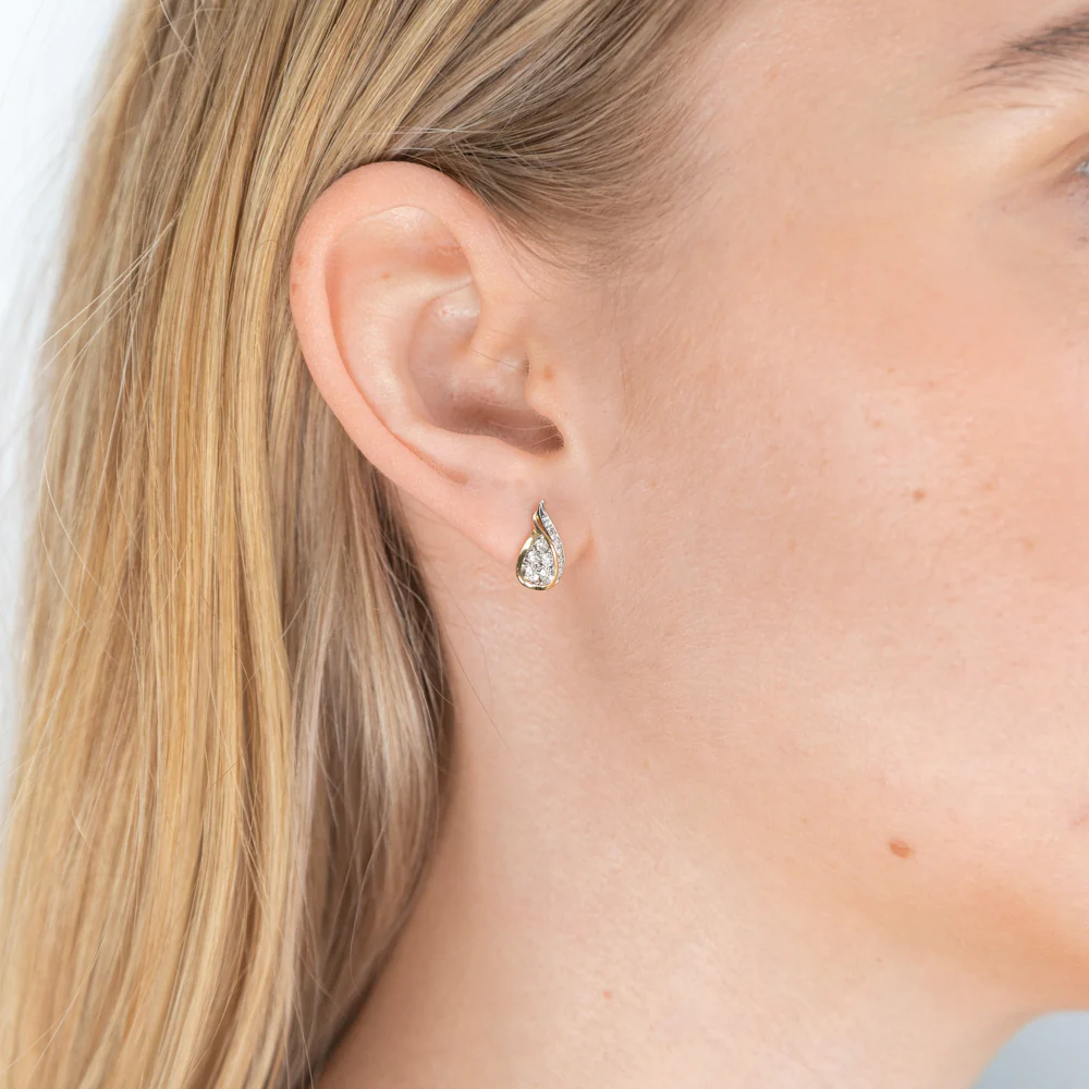 9ct Charming White Gold Diamond Stud Earrings - Image 2