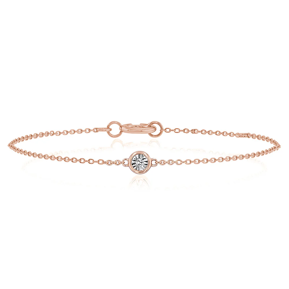 9ct Rose Gold Diamond Adjustable 16-18cm Bracelet - Image 4