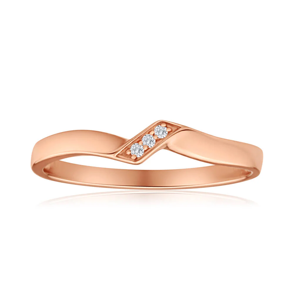 9ct Rose Gold Diamond Ring - Image 3