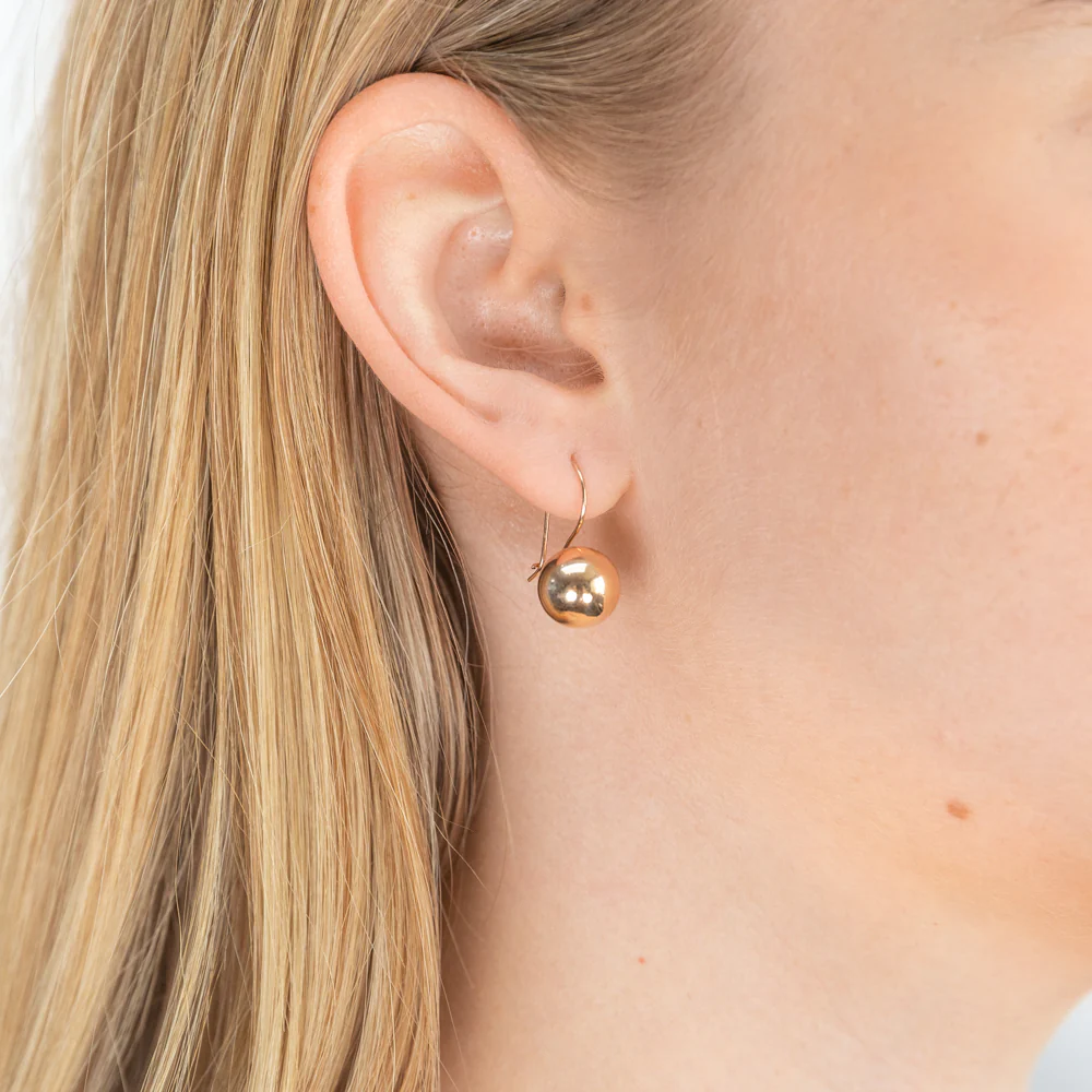 9ct Rose Gold Plain 10mm Ball Earwire Earrings - Image 2