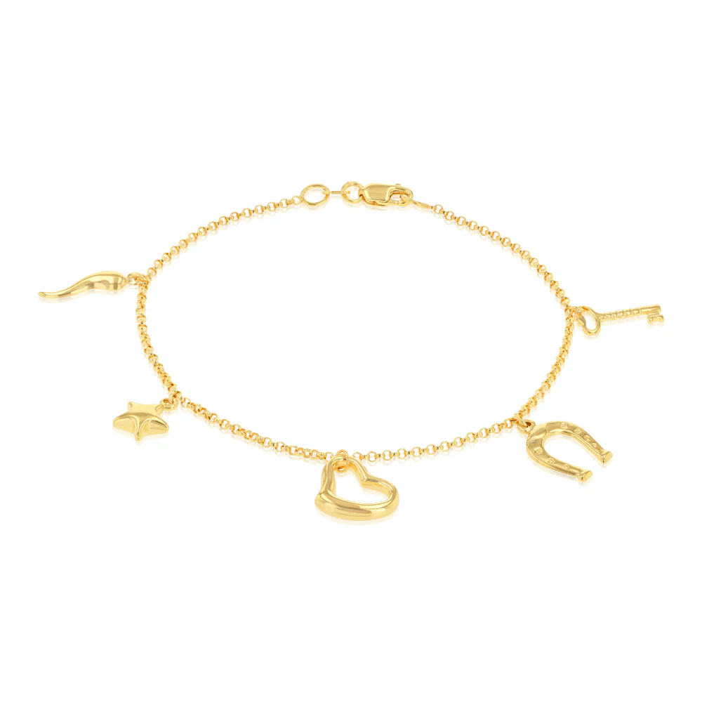 9ct Silverfilled 5 Charm Bracelet