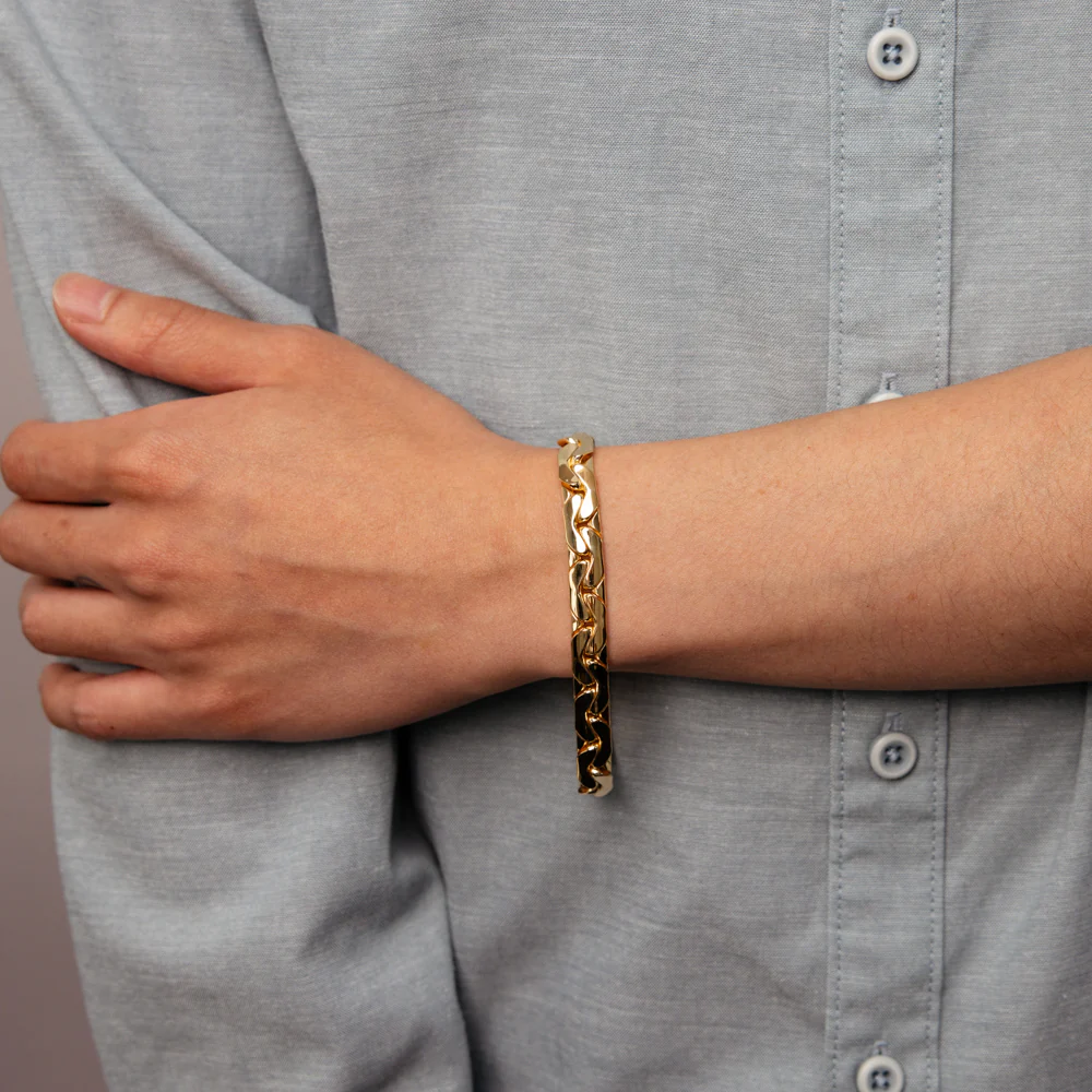 9ct Yellow Gold Copperfilled Textured 21cm Bracelet - Image 4