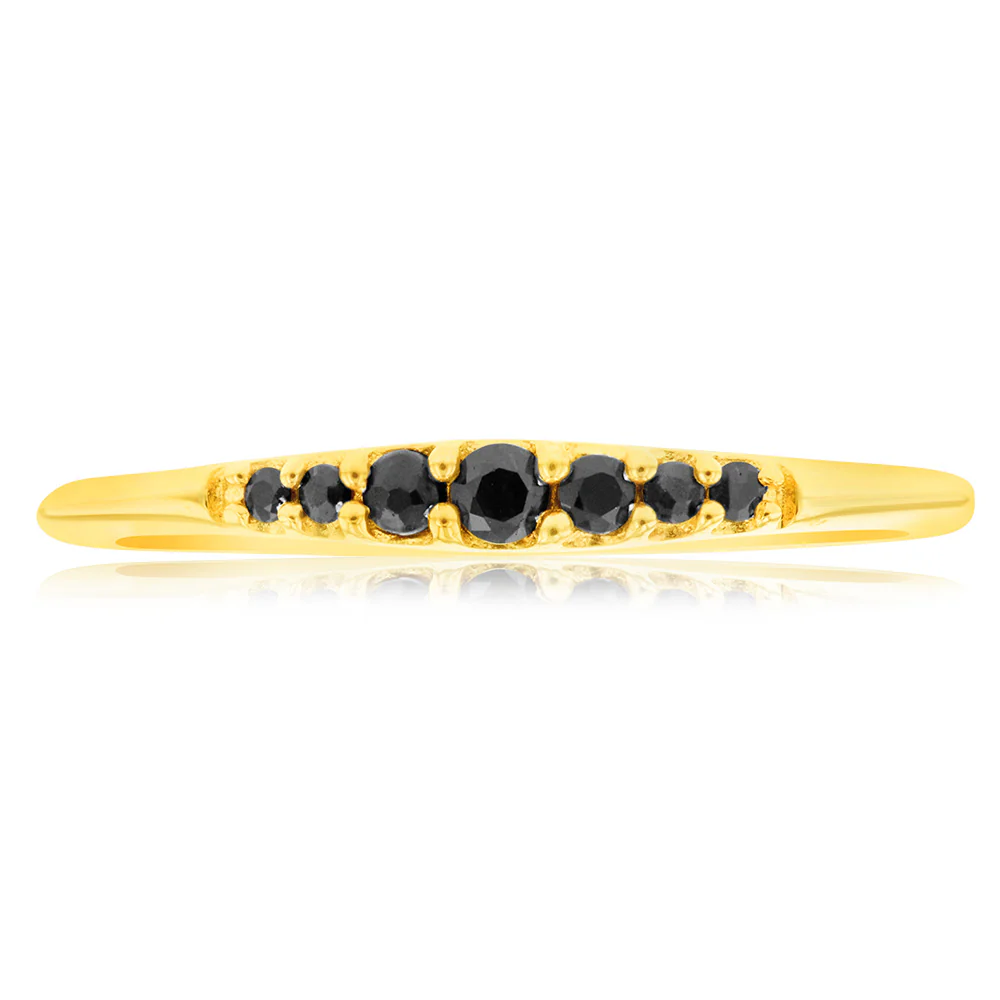 9ct Yellow Gold Graduating Natural Sapphire Ring - Image 2