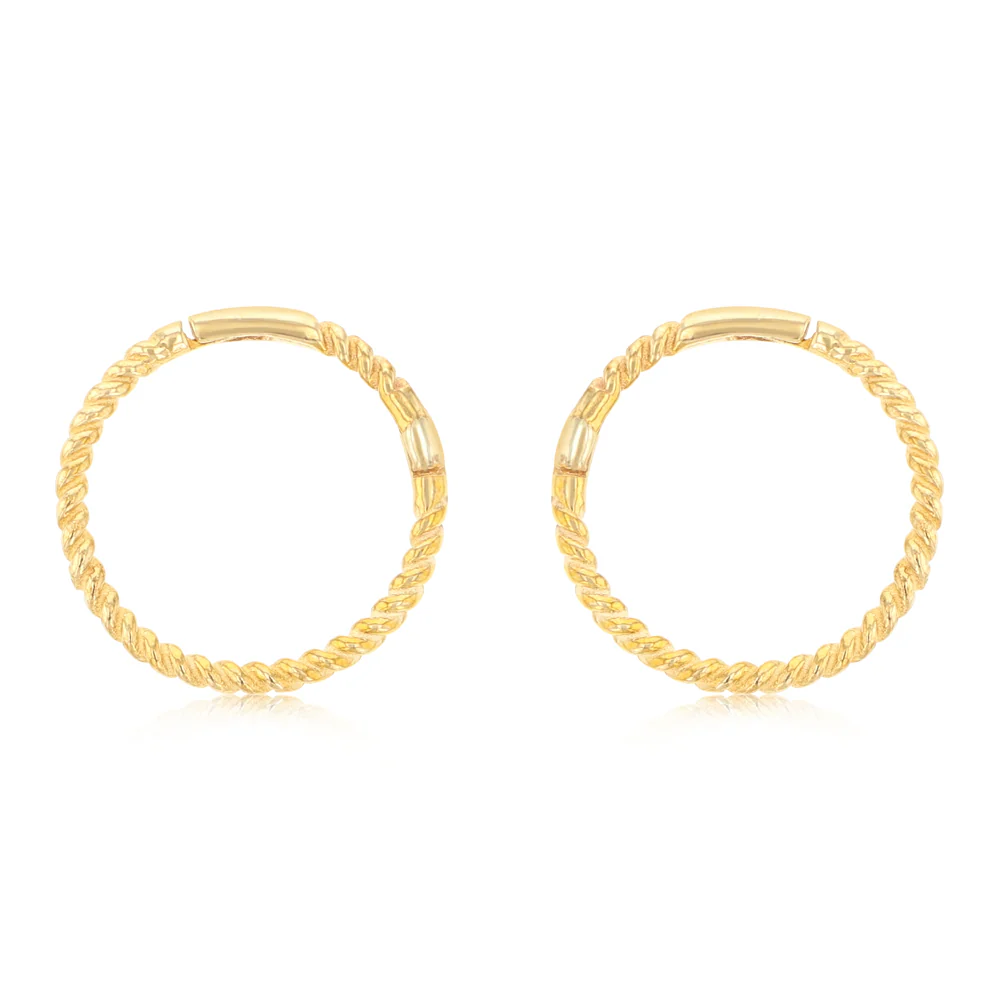 9ct Yellow Gold Patterned 10mm Sleeper Earrings