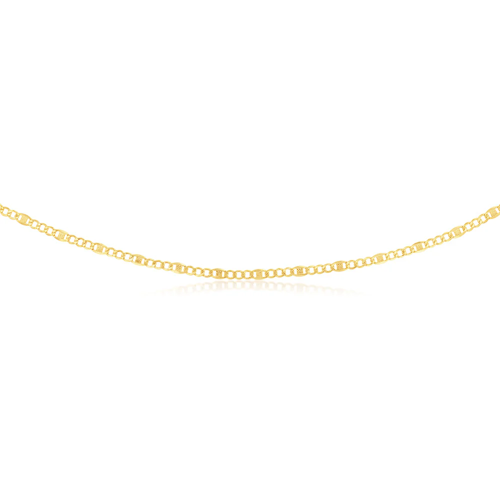 9ct Yellow Gold Silver Filled 1:3  Curb+ Anchor 80 Gauge 45cm Chain - Image 2