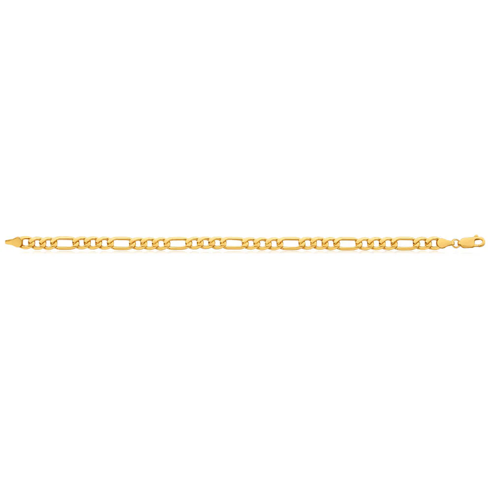 9ct Yellow Gold Silver Filled 21cm Figaro Bracelet 150 Gauge - Image 2