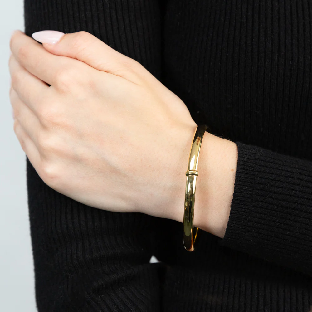 9ct Yellow Gold Silver Filled 6mm x 70mm Bangle - Image 3