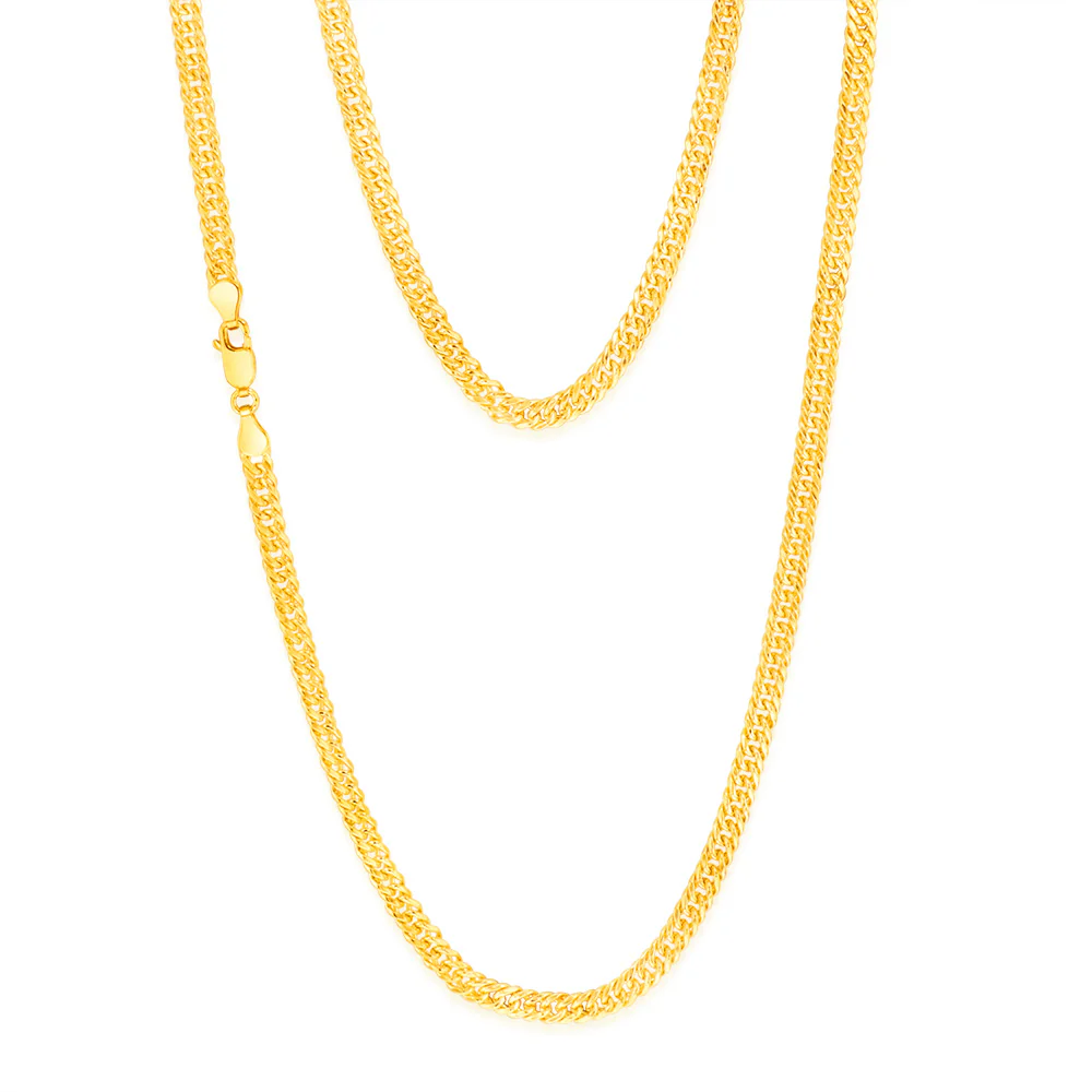 9ct Yellow Gold Silver Filled Double Concave 80 Gauge Curb 50cm Chain