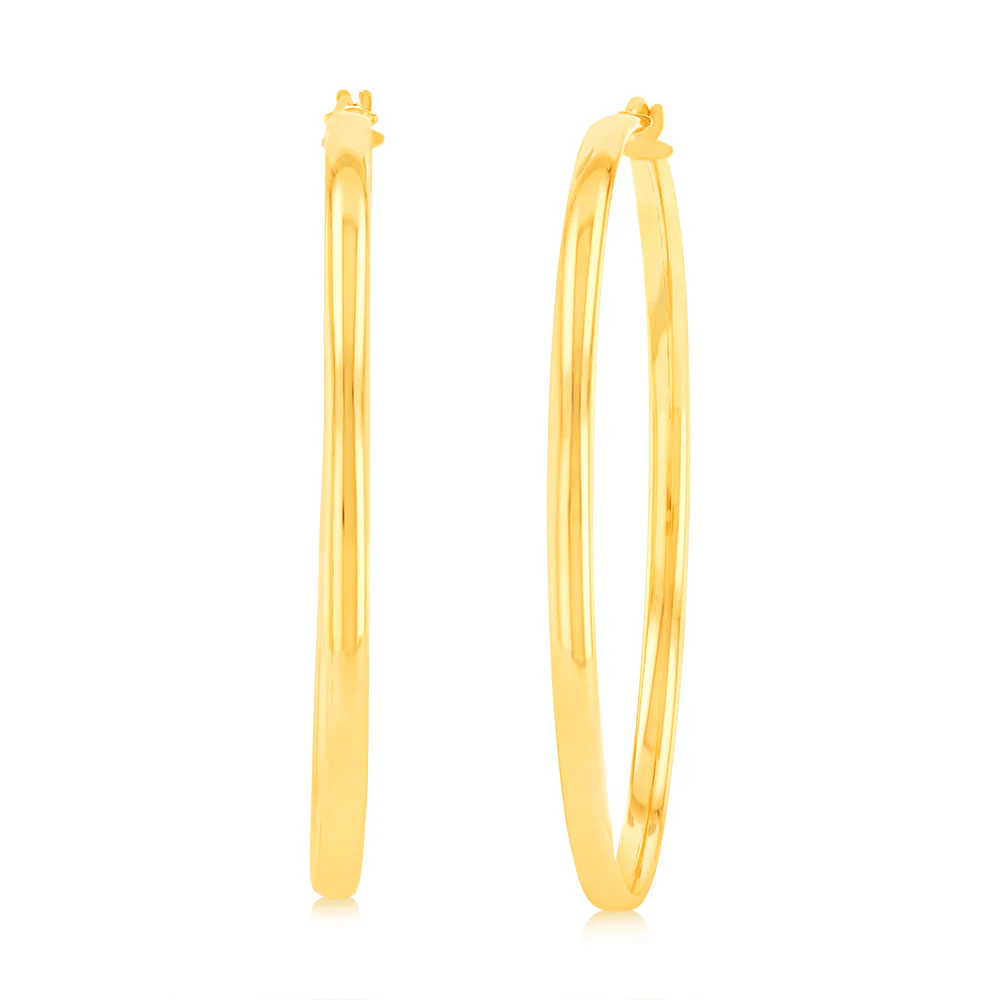 9ct Yellow Gold Silver Filled Plain Hoop Earrings