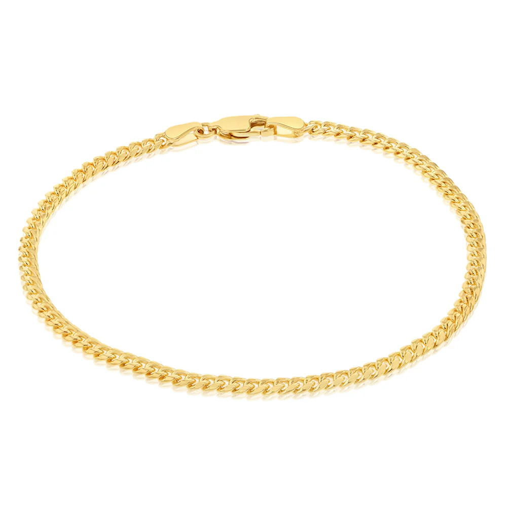 9ct Yellow Gold Silverfilled 80 Gauge Curb 19cm Bracelet