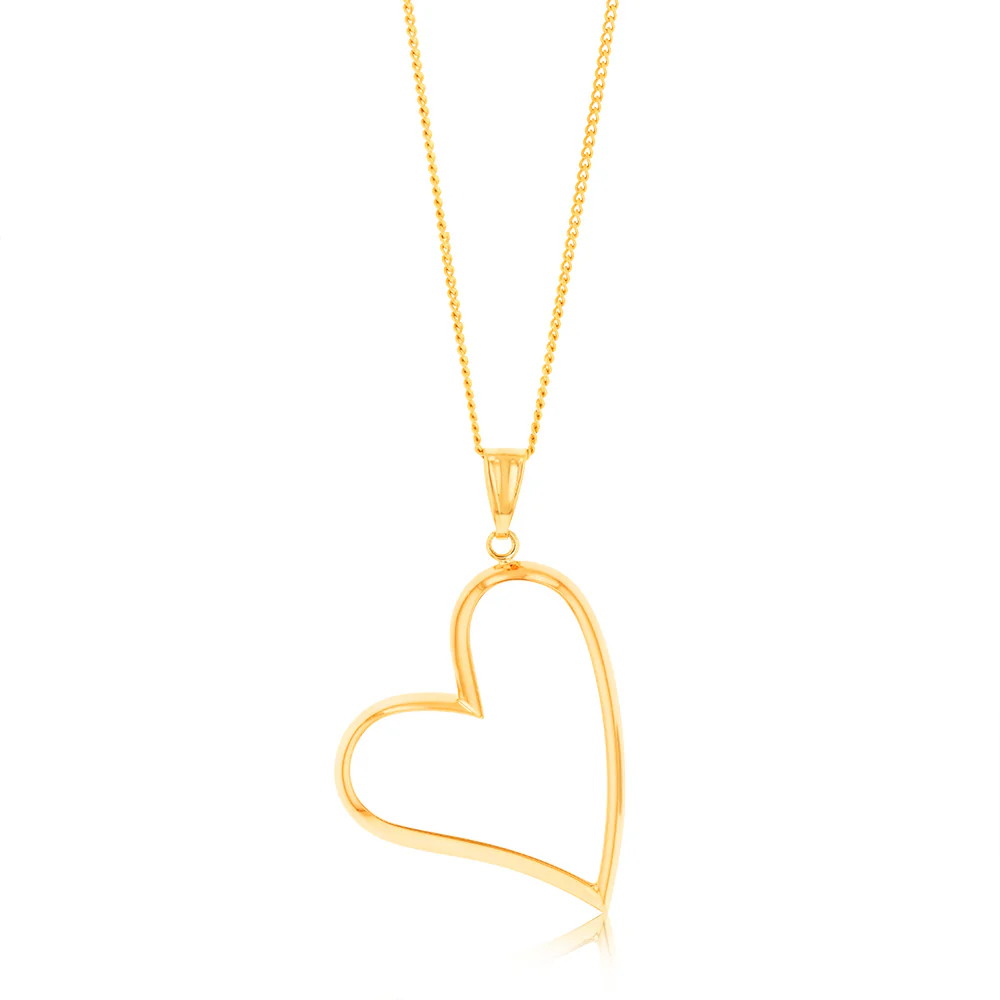 9ct Yellow Gold Tilted Open Heart Pendant