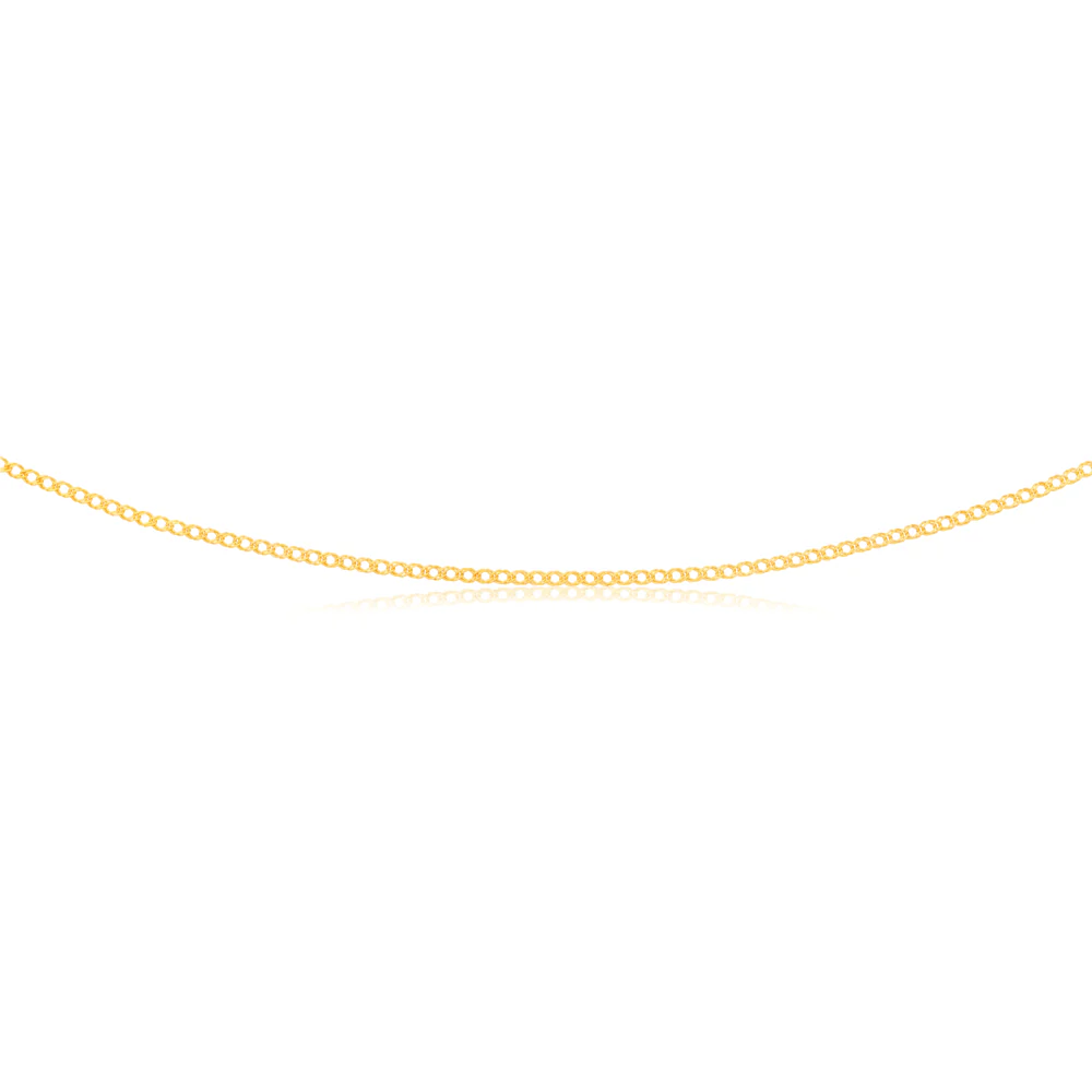 9ct Yellow Solid Gold Double Curb 30 Gauge Diamond Cut 45cm Chain - Image 2