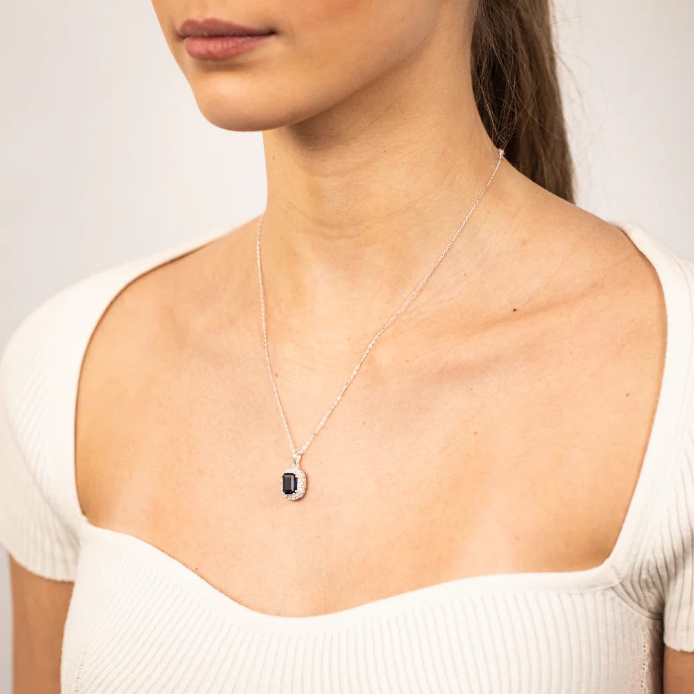 Blue And White Zirconia Pendant On 42+3cm Chain - Image 2