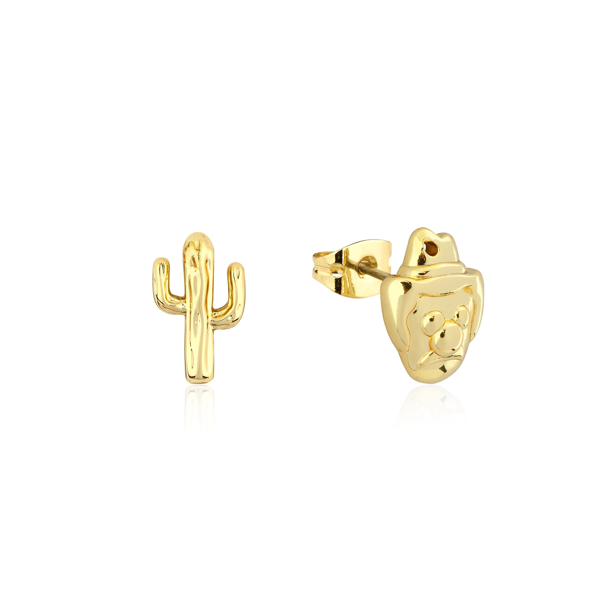 Couture Kingdom Disney Streets Bubble O'Bill Gold Plated Stainless Steel Cactus Mix Match Stud Earrings