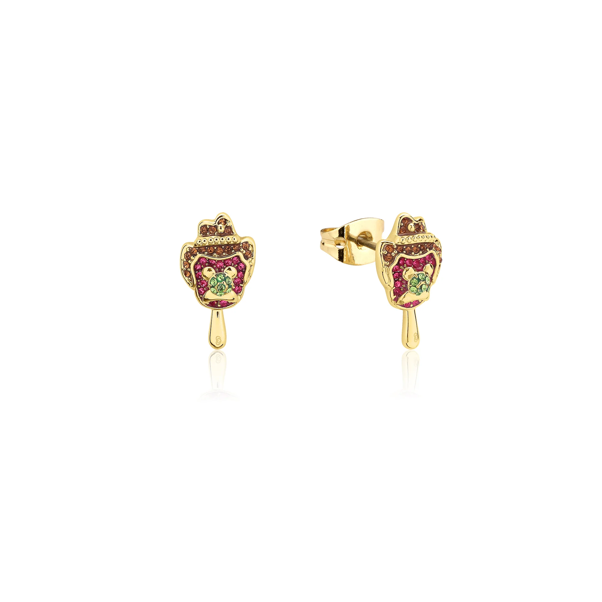 Couture Kingdom Disney Streets Bubble O'Bill Gold Plated Stainless Steel Crystal Stud Earrings