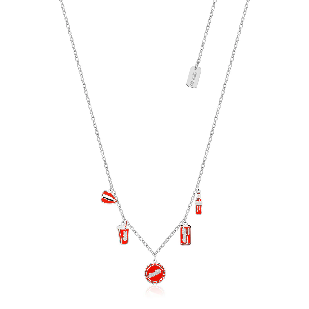 Couture Kingdom Disney White Gold Plated Stainless Steel Coca Cola Charm 40+7cm DC Chain