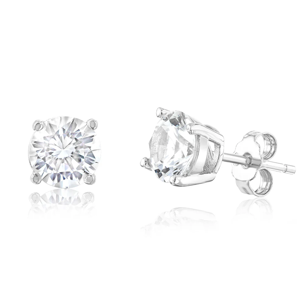 Created Sapphire Stud Earrings in Sterling Silver