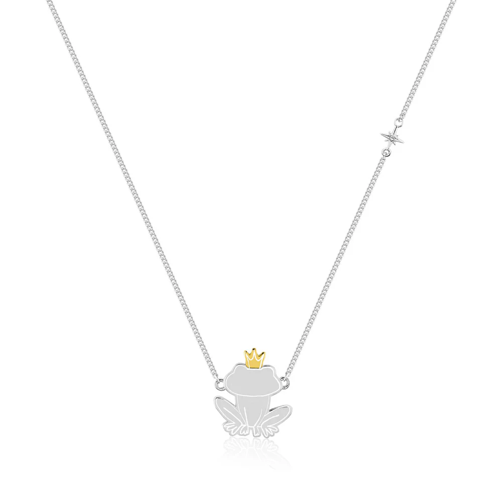 Disney Princess And The Frog  Rhodium Plated Prince Naveen Pendant on 40cm Chain