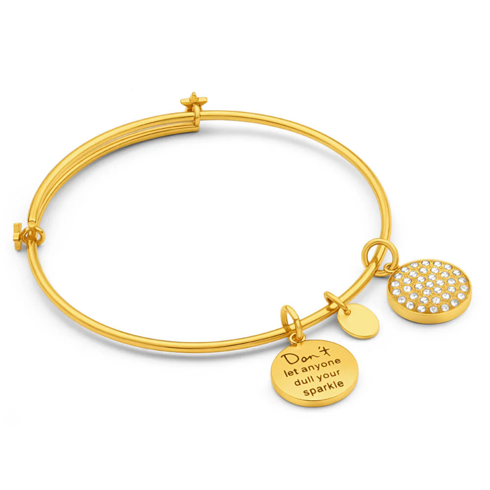 Gold Plated Crystal Charm Bangle - Image 2