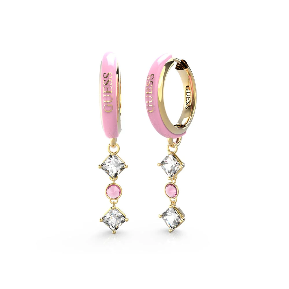 Guess Gold Plated Stainless Steel 30mm Rose Huggies Earrings