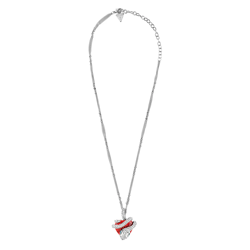 Guess Heart & Snake Charm Necklace