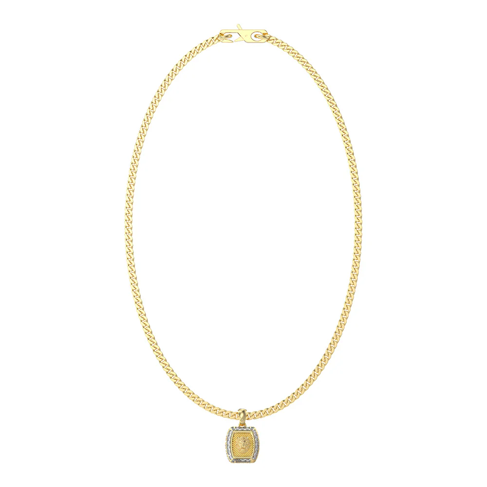 Guess Men's Jewellery Gold Plated Stainless Steel 15.5mm Lion Charm Pendant On 21" Chain