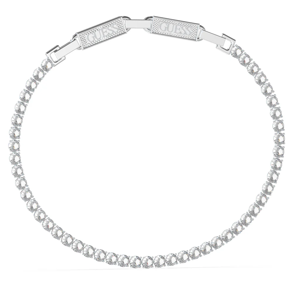 Guess Mens Jewellery Stainless Steel Logo Buckle Tennis Bracelet
