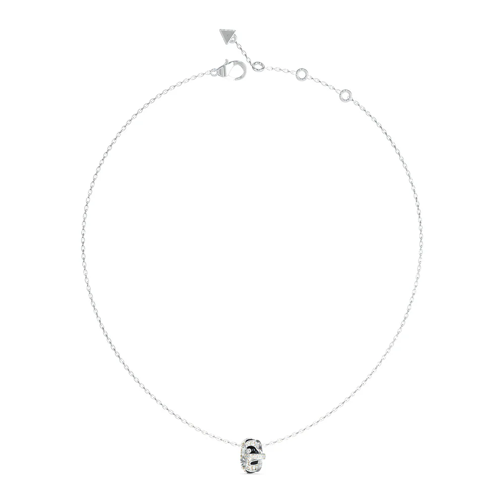 Guess Stainless Steel Jungle Circle Enamel Pendant on 16-18" Chain