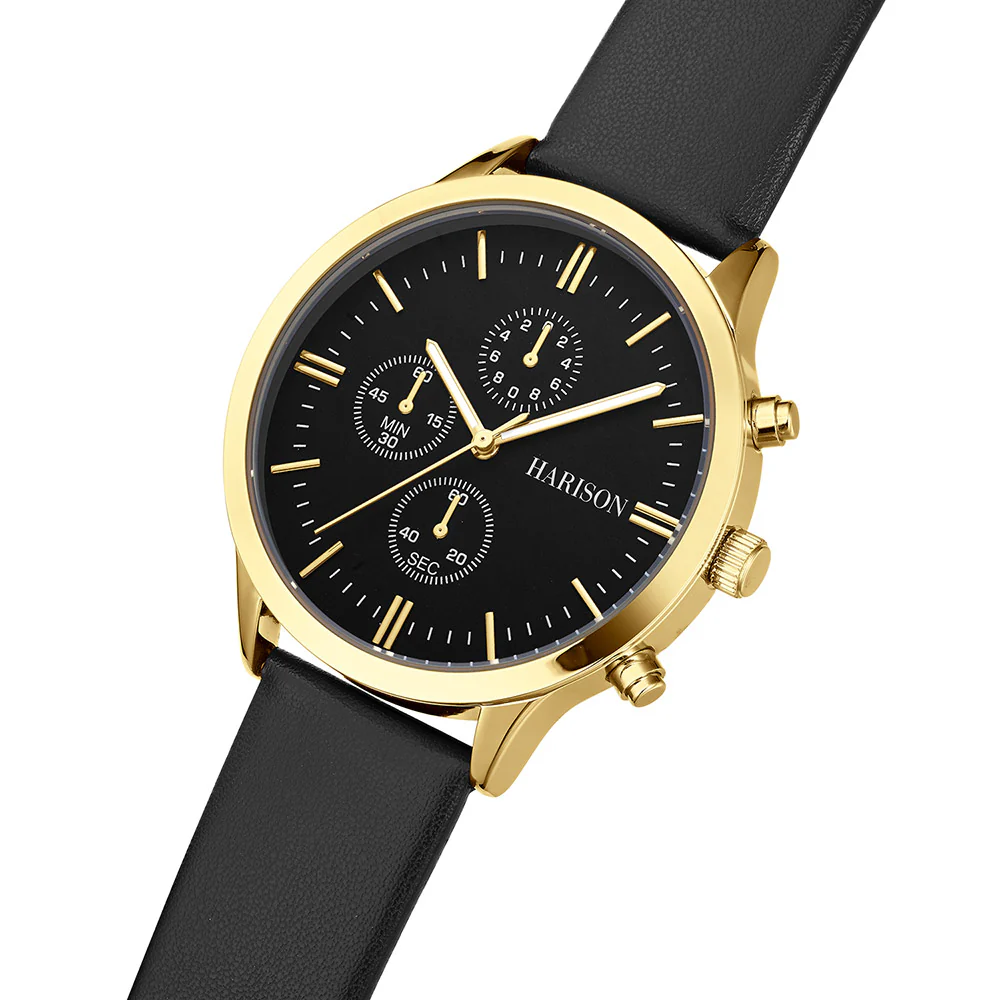 Harison Ezra GH025-YBB 40mm Black Leather Watch - Image 3