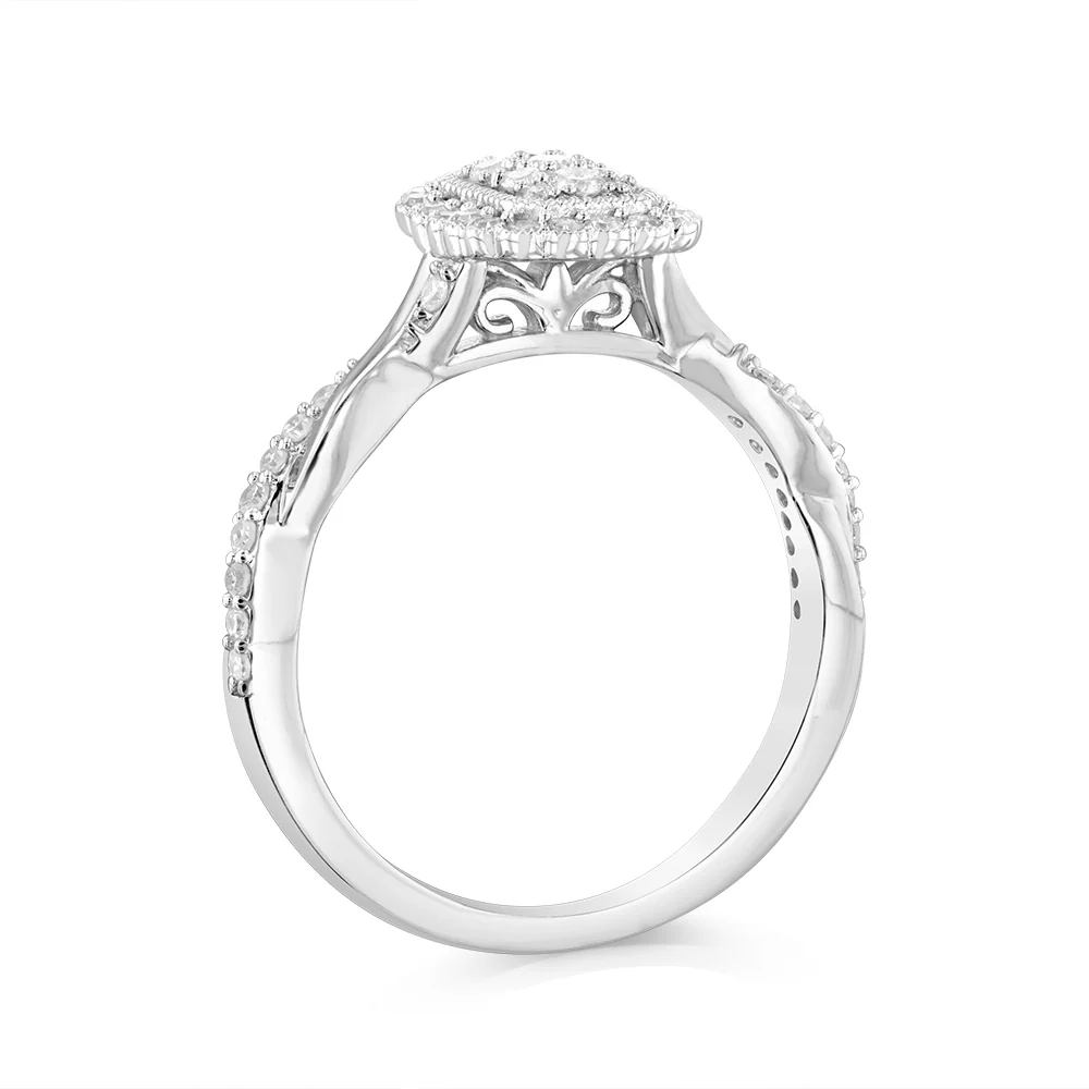 Luminesce Lab Grown 1/3 Carat Emerald Shaped Ring in Sterling Silver - Image 3