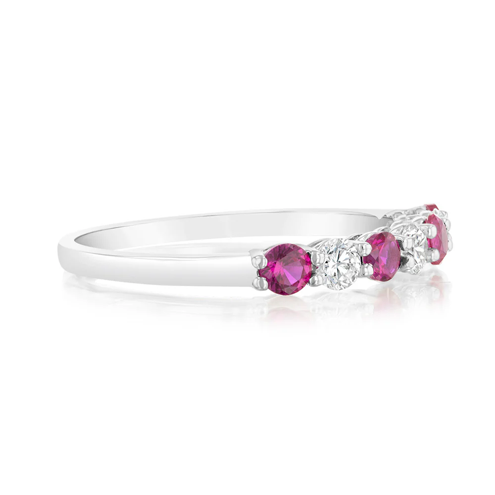 Luminesce Lab Grown 1/4 Carat Diamonds 4 Created Ruby Sterling Silver - Image 2