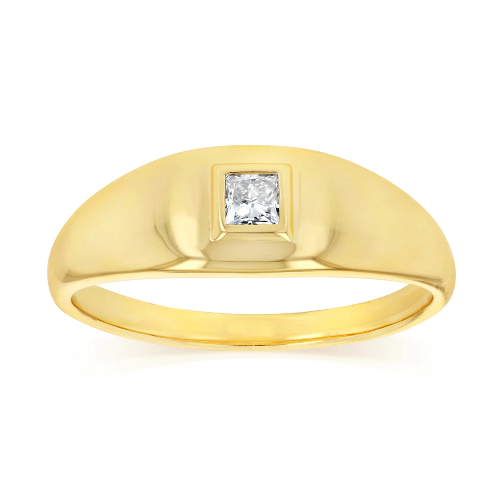 Luminesce Lab Grown 1/5 Carat Diamond Gents Ring in Gold Plated Sterling Silver