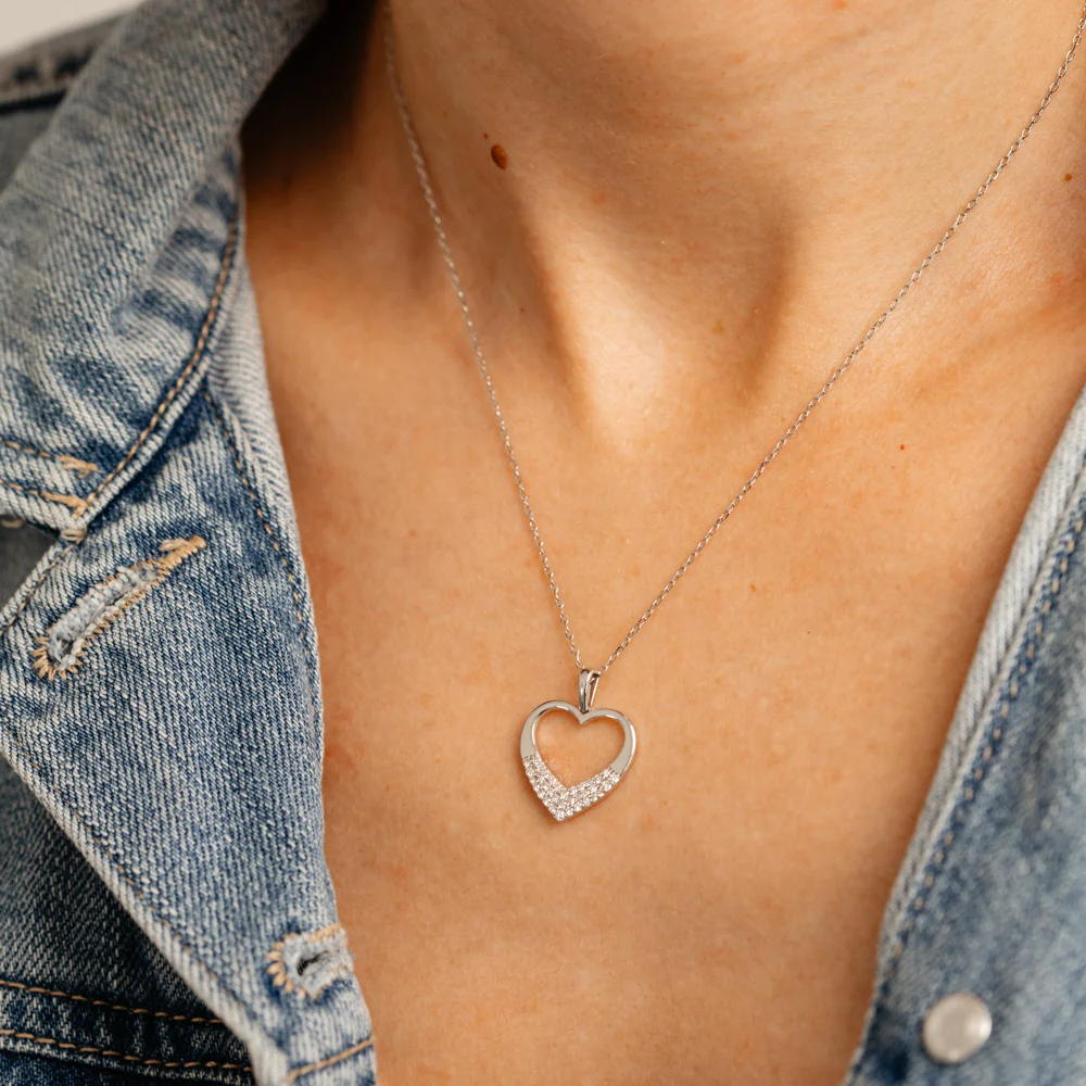 Luminesce Lab Grown 1/5 Carat Diamond Heart Pendant on Chain in Sterling Silver - Image 2