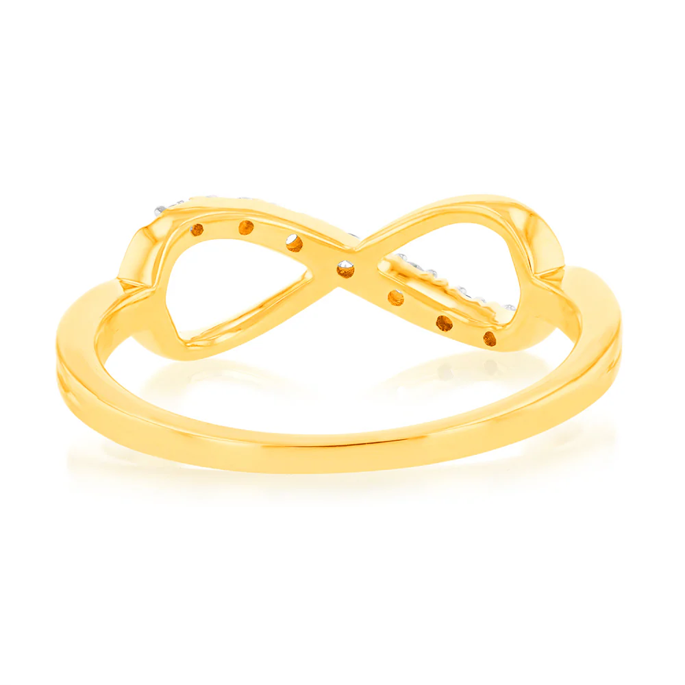 Luminesce Lab Grown 9ct Yellow Gold 7 Diamonds Infinity Ring - Image 3