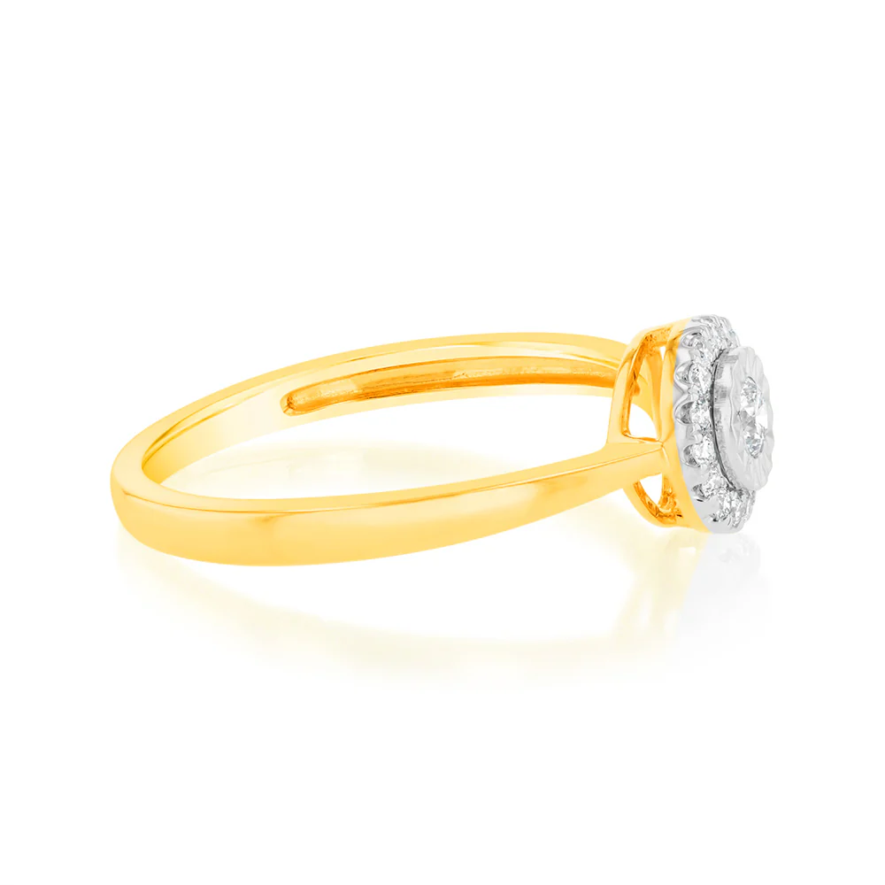 Luminesce Lab Grown 9ct Yellow Gold Solitaire Plain 1/6 Carat Diamond Ring - Image 2