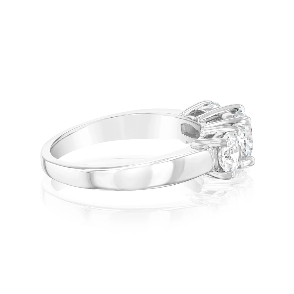 Luminesce Lab Grown Sterling Silver 2 Carat Diamond Trilogy Ring - Image 2