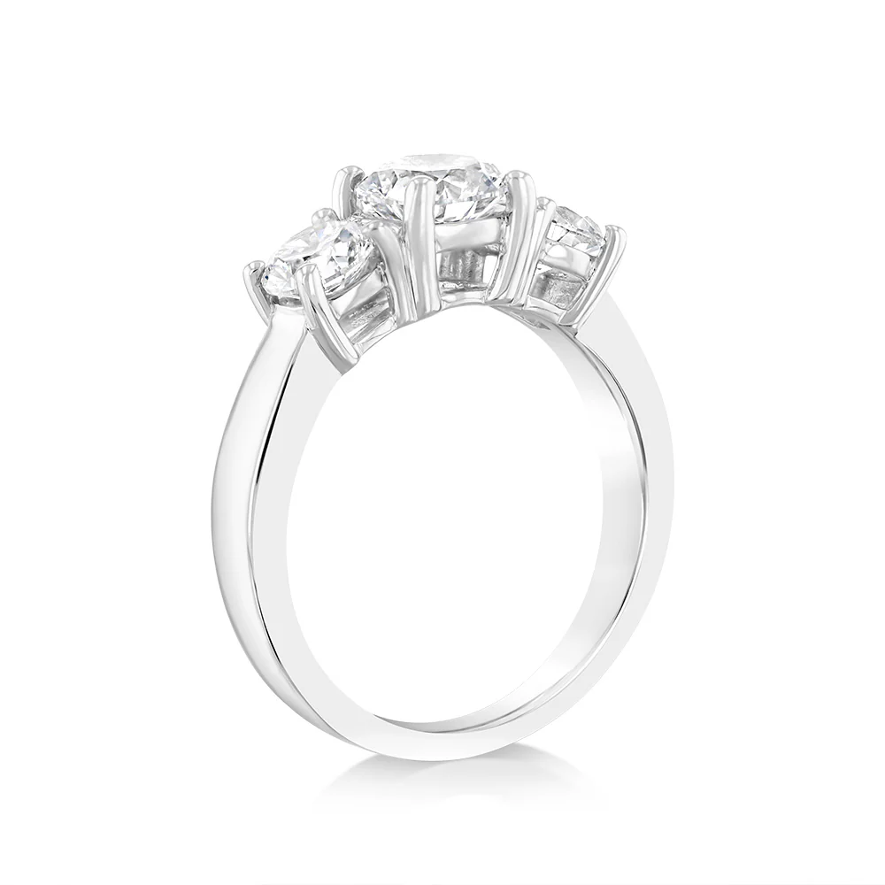 Luminesce Lab Grown Sterling Silver 2 Carat Diamond Trilogy Ring - Image 3