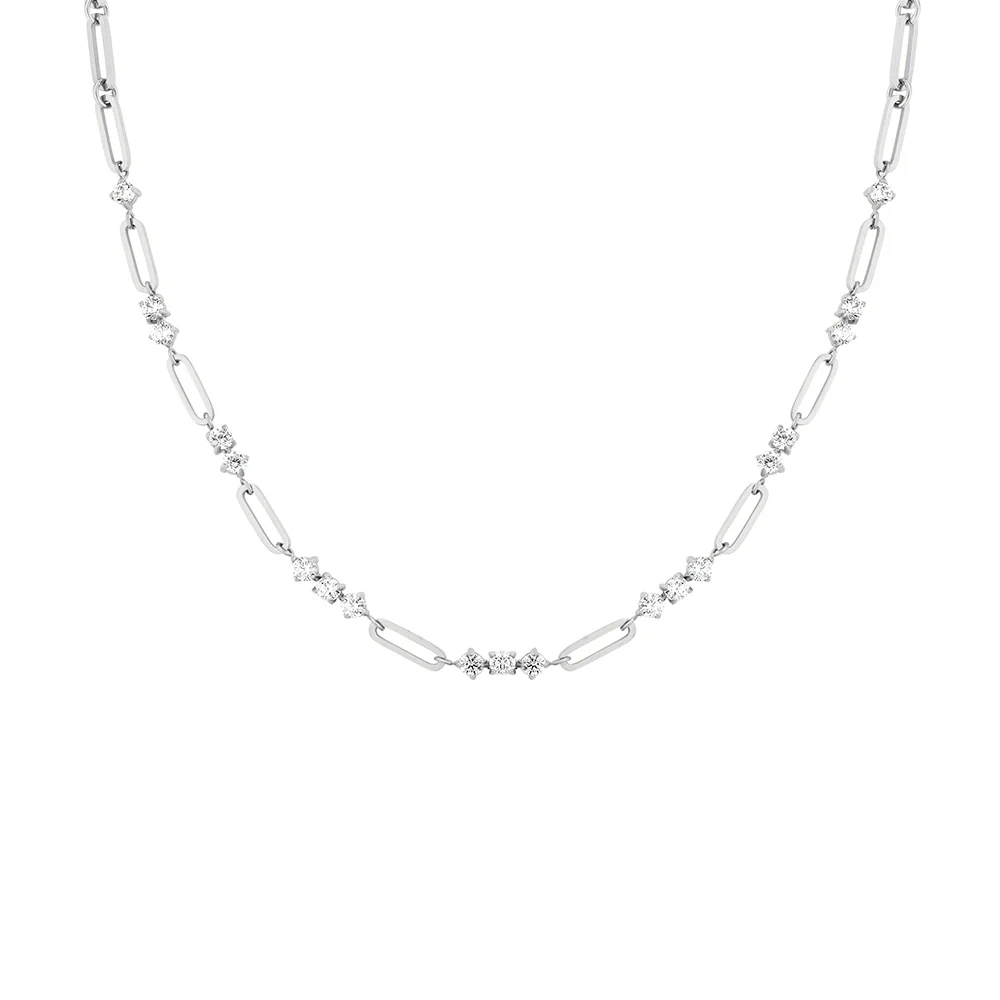 Rosefield Graduated Crystal Silver Necklace