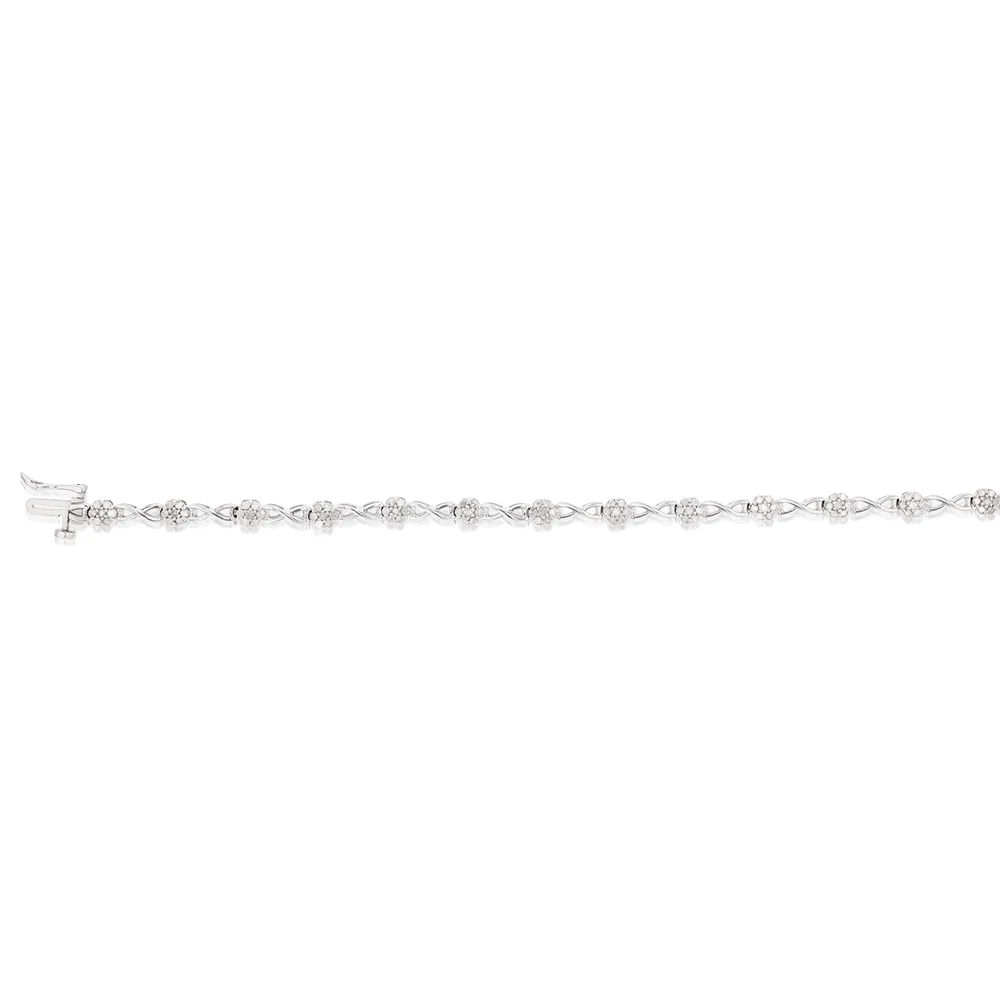 Sterling Silver 1 Carat 18cm Diamond Bracelet - Image 2