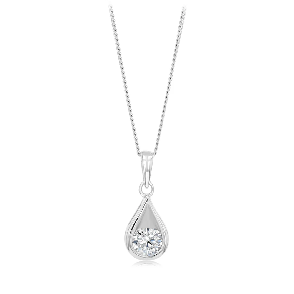 Sterling Silver Cubic Zirconia Teardrop Pendant