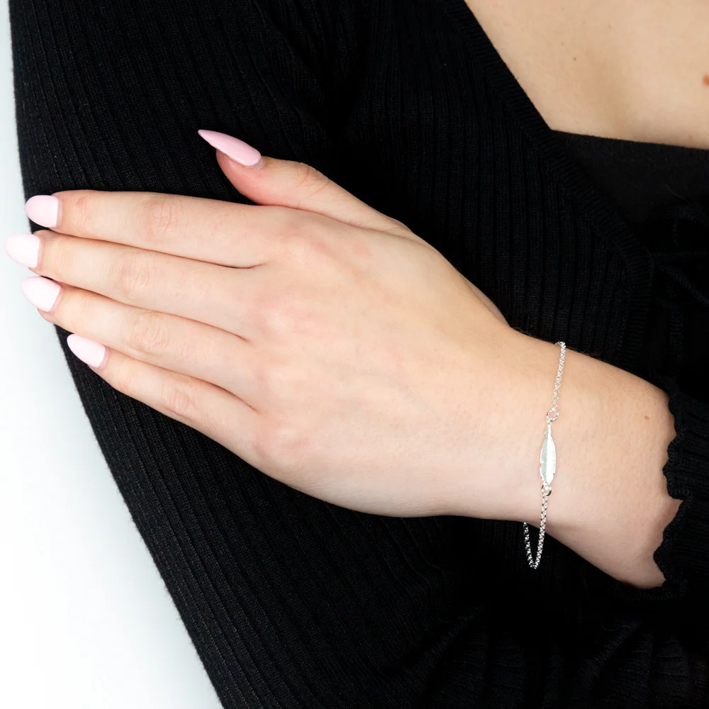 Sterling Silver Fancy Feather Bracelet 16+3cm - Image 2