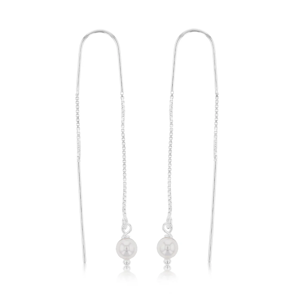 Sterling Silver Pearl Threader Earring