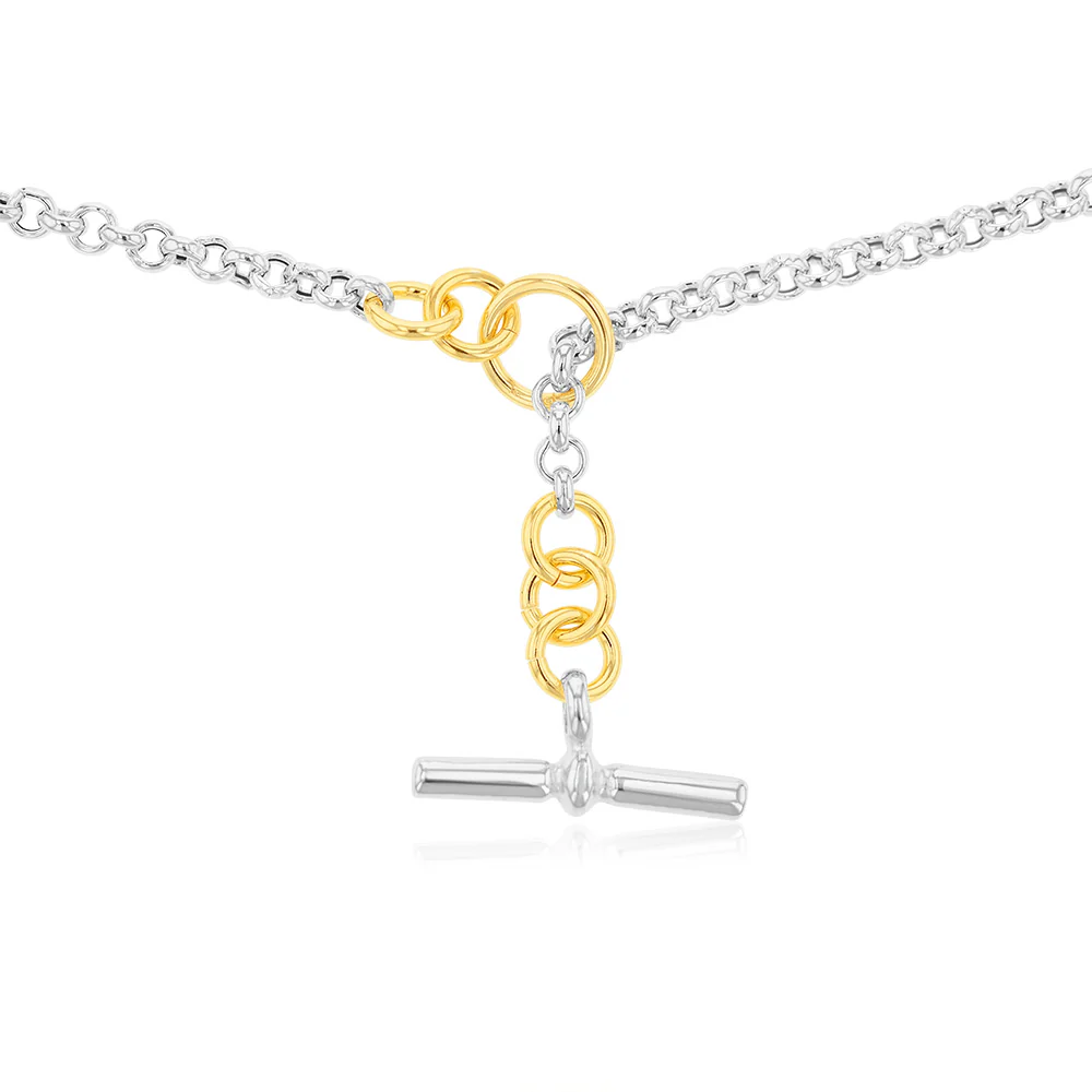 Sterling Silver Two Tone T Bar Clasp Fancy 90cm Chain - Image 2
