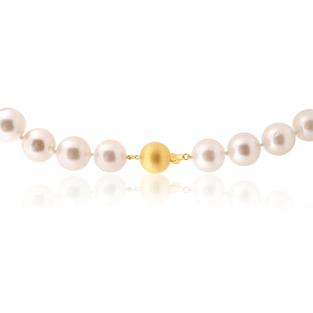 White South Sea 12-15mm Pearl Strand with 9ct Yellow Gold Satin Clasp - Image 3
